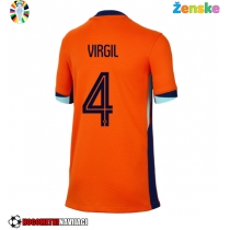 Ženske Nogometnih dresov Nizozemska Virgil van Dijk #4 Domači EP 2024 Kratki rokavi